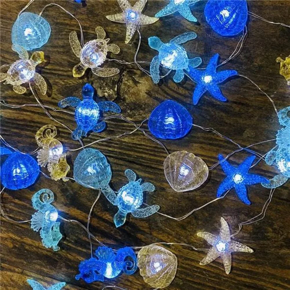 Ocean Themed String Lights Life Sea Turtle Starfish Beach Decor Night Light